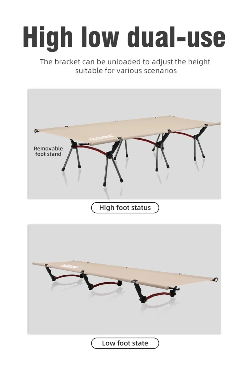 Lit de camping pliable et portable pour le camping, van-life et opérations "Pacoone - Camp bed"
