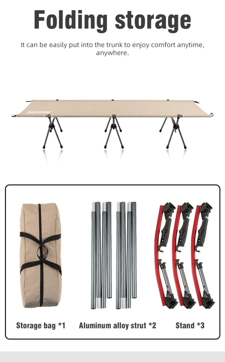 Lit de camping pliable et portable pour le camping, van-life et opérations "Pacoone - Camp bed"
