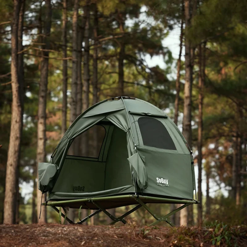 Lit de camp hybride avec tente 3 en 1 pour 1 personne "SoBuy - OGS32-II"