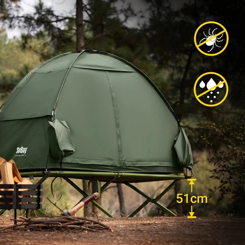 Lit de camp hybride avec tente 3 en 1 pour 1 personne "SoBuy - OGS32-II"