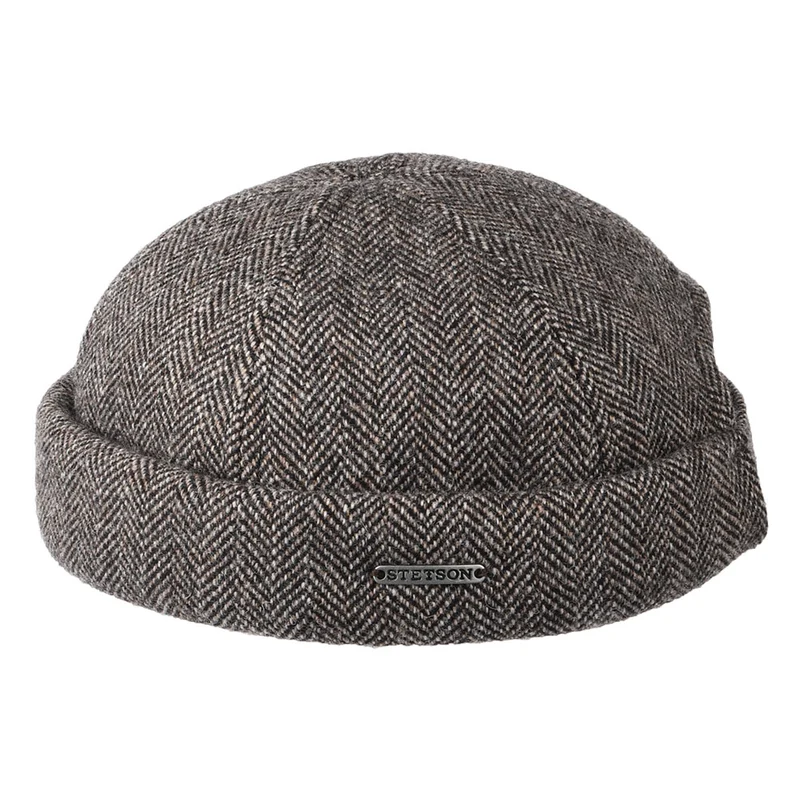 Bonnet Miki Breton en Laine à Chevrons gris-noir STETSON