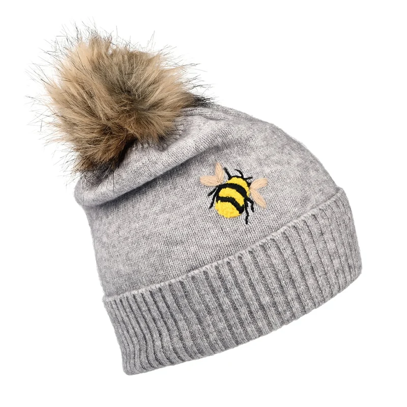 Bonnet à Pompon Abeilles Stafford gris JOULES