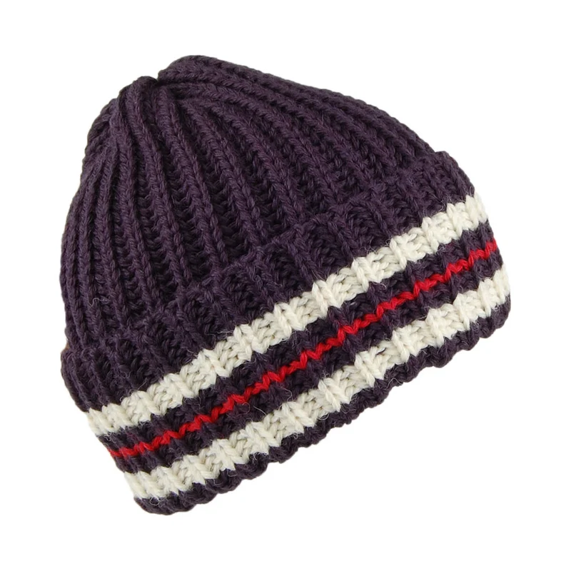 Bonnet en Laine Anglaise à Rayures bleu marine-rouge HIGHLAND 2000