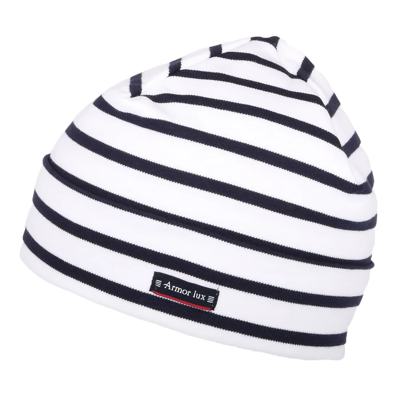 Bonnet en Coton Interlock à Rayures Treguier blanc-bleu marine ARMOR LUX