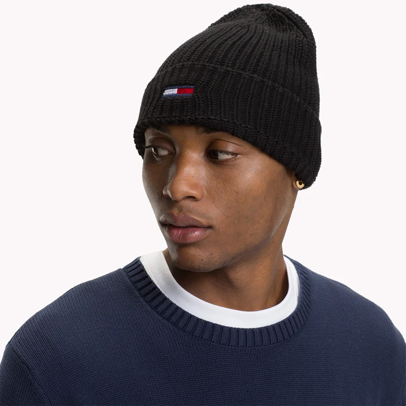 Bonnet Côtelé TJM Flag noir TOMMY HILFIGER