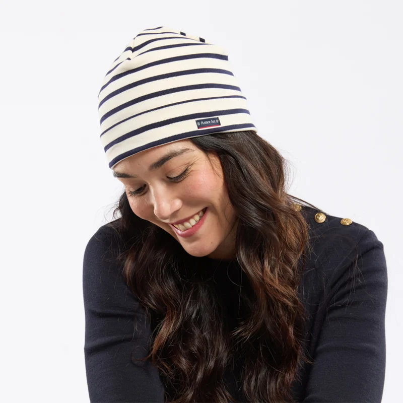 Bonnet en Coton Interlock à Rayures Treguier naturel-bleu marine ARMOR LUX