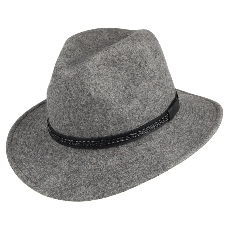 Chapeau Fedora Laine Feutrée Hydrofuge TWF1 Montana mélange de gris TILLEY