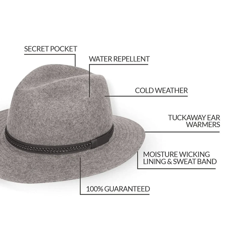 Chapeau Fedora Laine Feutrée Hydrofuge TWF1 Montana mélange de gris TILLEY