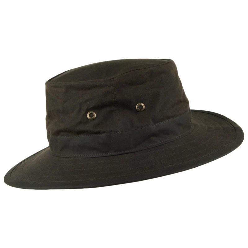 Chapeau Traveller en Coton Ciré Britannique olive FAILSWORTH