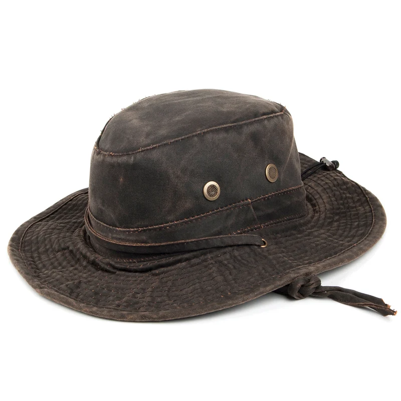 Chapeau Bob Boonie en Coton à Effet Usé marron DORFMAN PACIFIC