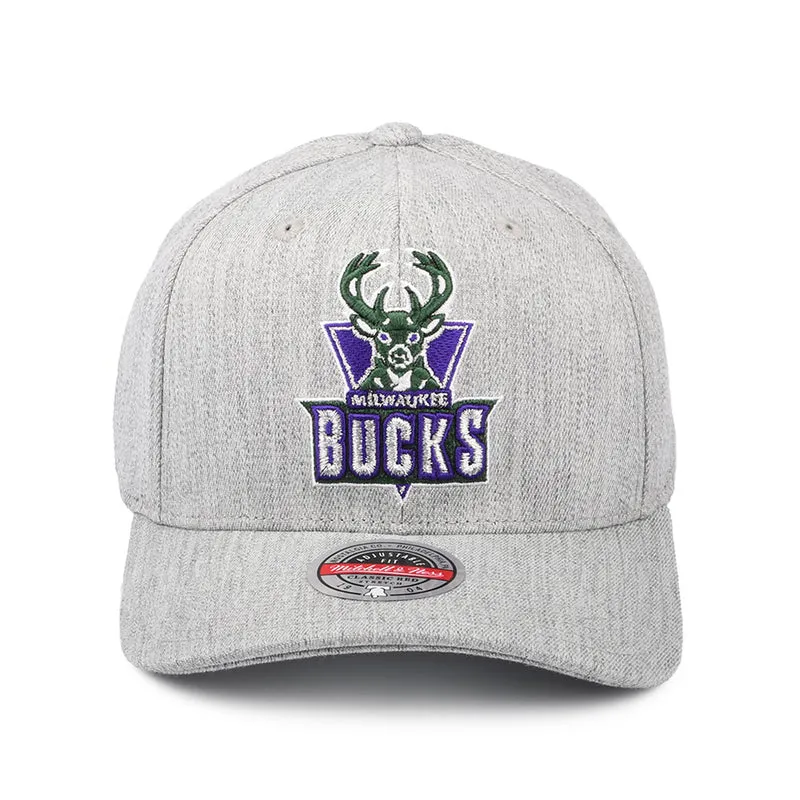 Casquette Snapback NBA Team Heather Redline Milwaukee Bucks gris chiné MITCHELL & NESS