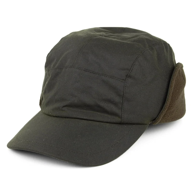 Casquette en Coton Ciré Britannique Avec Protège-Oreilles Lumberjack olive FAILSWORTH