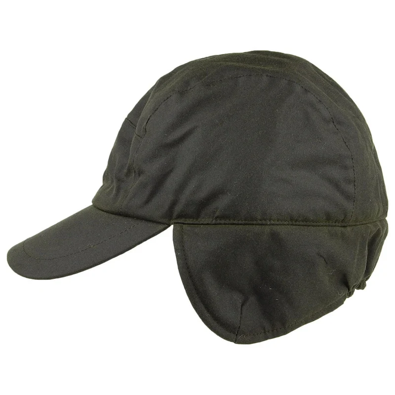 Casquette en Coton Ciré Britannique Avec Protège-Oreilles Lumberjack olive FAILSWORTH