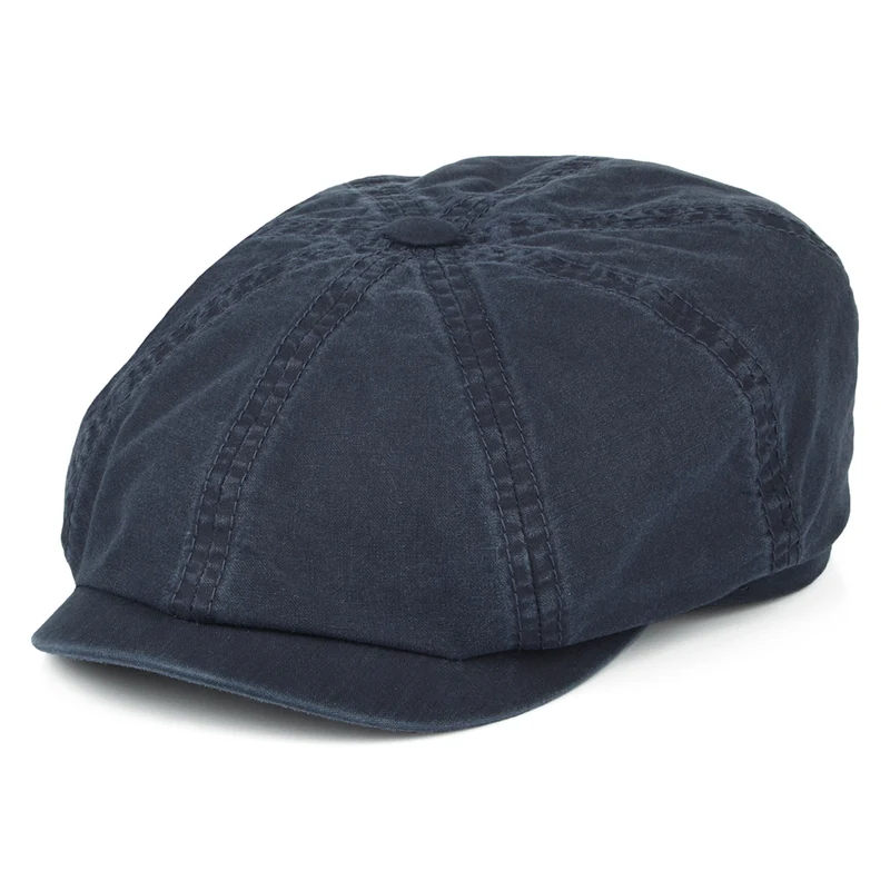 Casquette Gavroche en Coton Bio Délavé Hatteras bleu marine STETSON