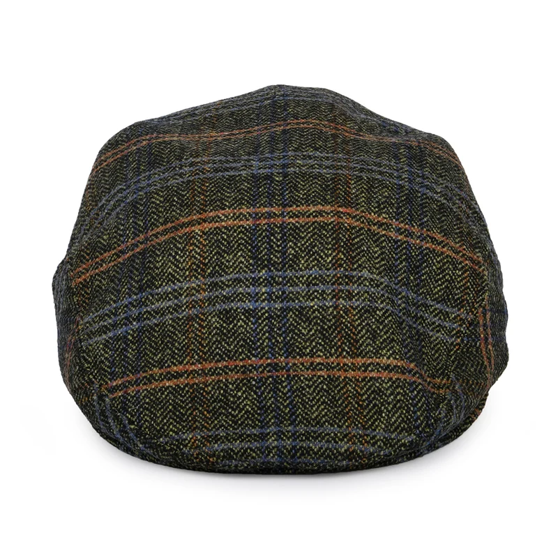 Casquette Plate en Laine Vierge à Carreaux et Chevrons beige sable-noir-multi CITY SPORT