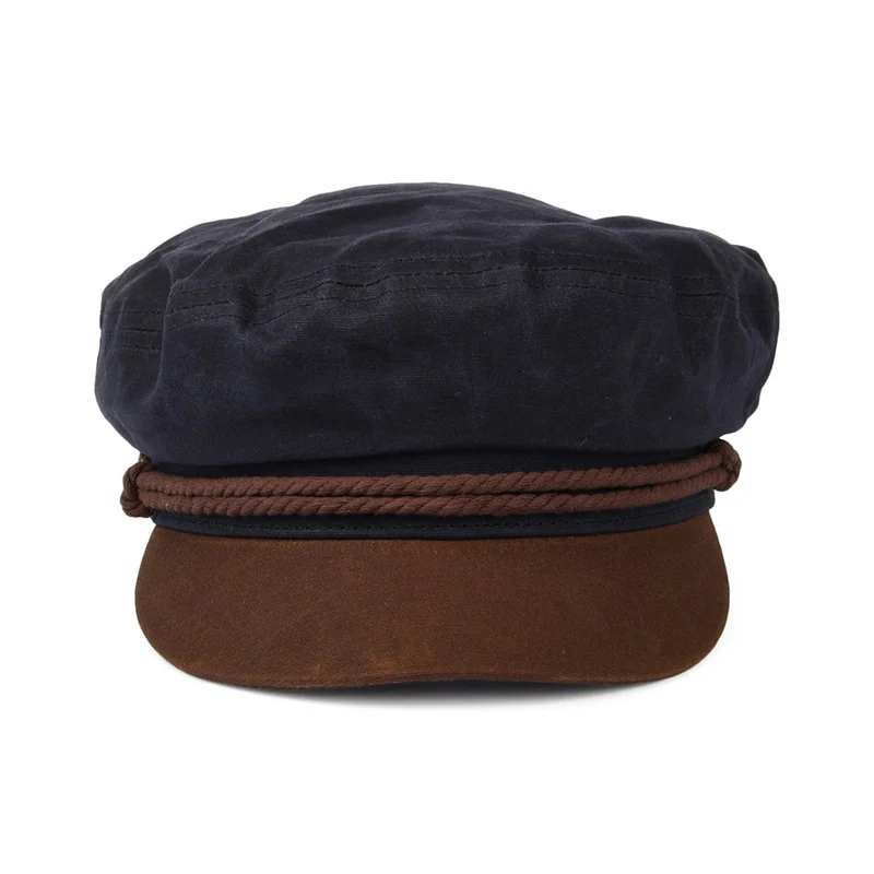 Casquette de Marin en Coton Ciré bleu marine-marron BRIXTON