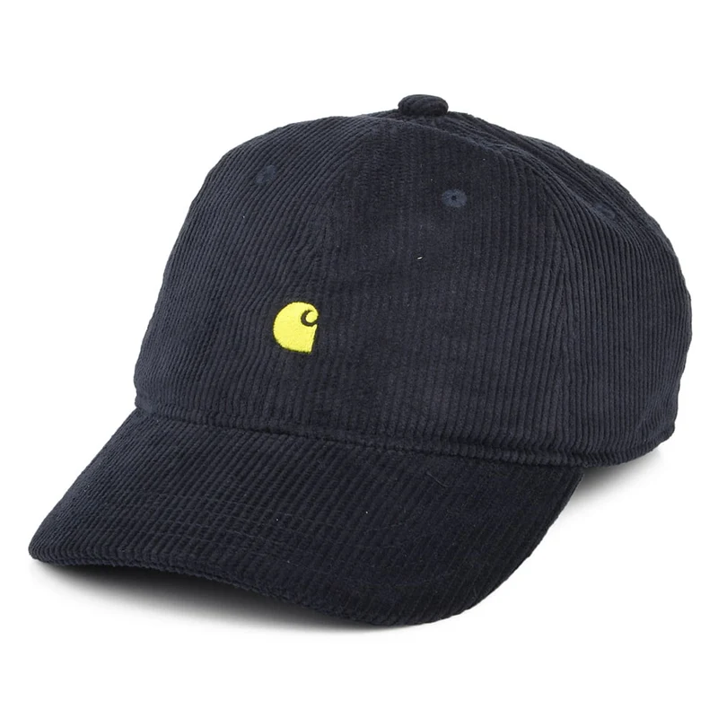 Casquette en Velours Côtelé Harlem bleu marine foncé-jaune CARHARTT WIP