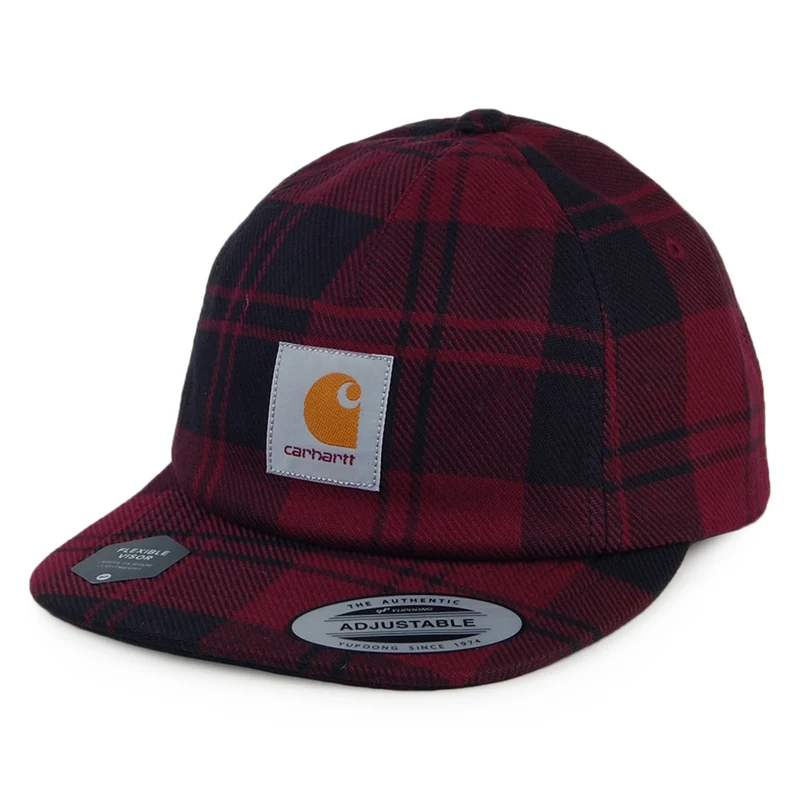 Casquette Strapback Non Structurée en Coton Sergé Pulford Check bordeaux-noir CARHARTT WIP