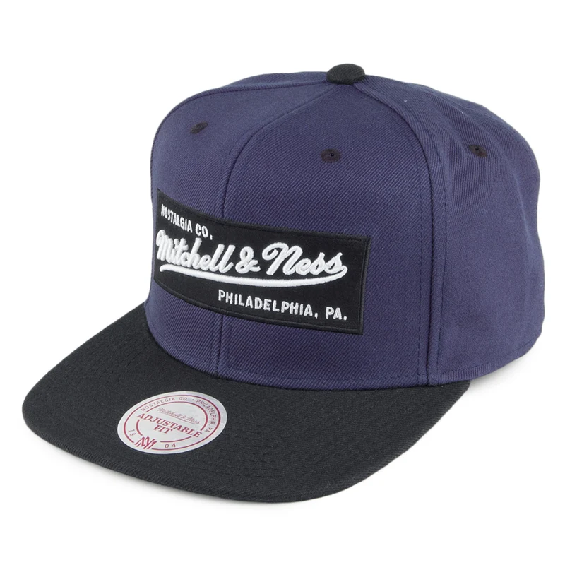 Casquette Snapback Box Logo bleu marine-noir MITCHELL & NESS