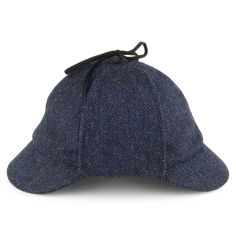 Chapeau Sherlock Holmes en Tweed à Chevrons bleu CHRISTYS