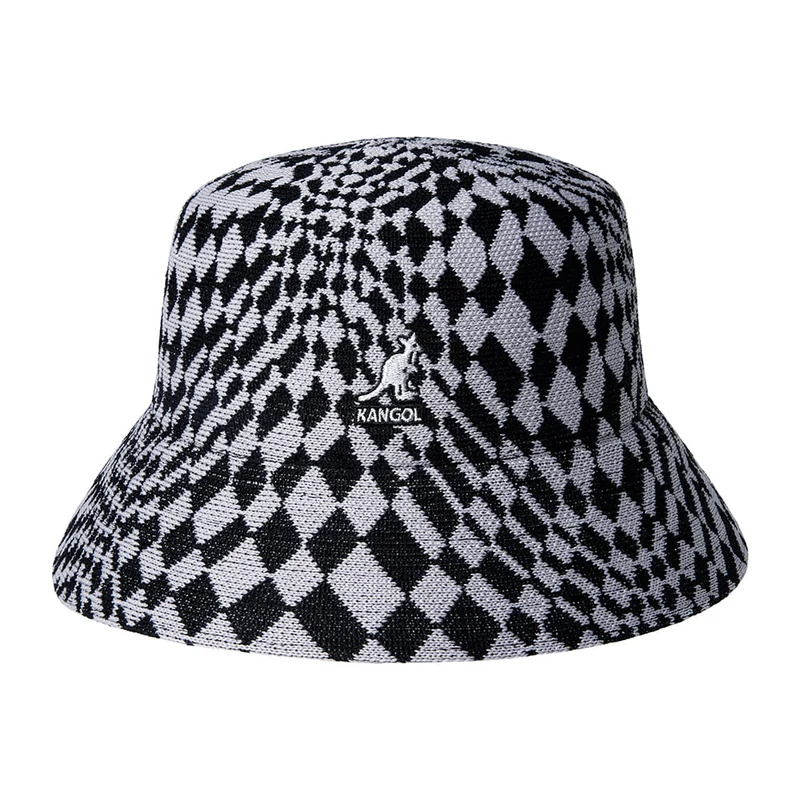 Chapeau Bob à Carreaux Déformés noir-gris KANGOL