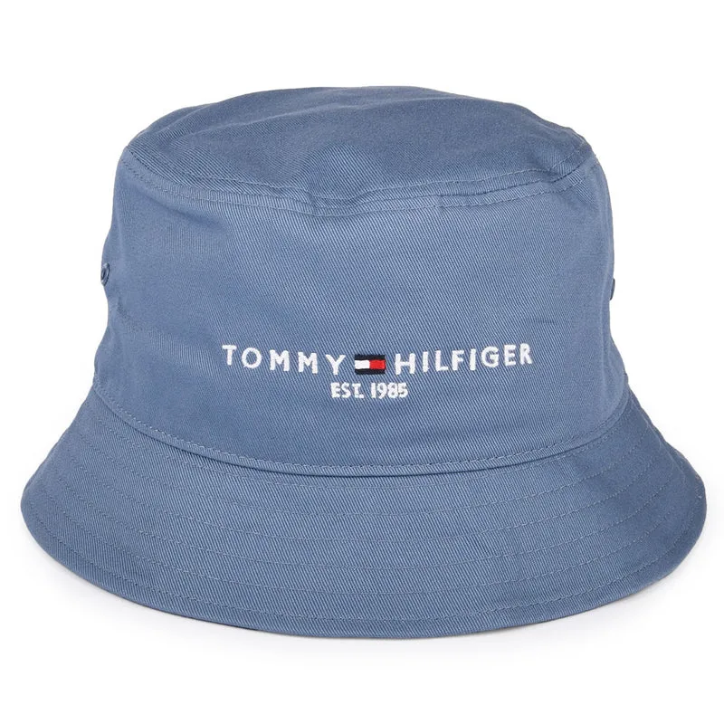 Chapeau Bob en Coton Bio TH Established bleu ardoise TOMMY HILFIGER