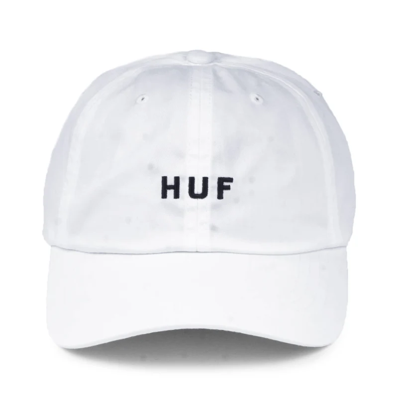 Casquette à Visière Incurvée en Coton Original Logo blanc HUF