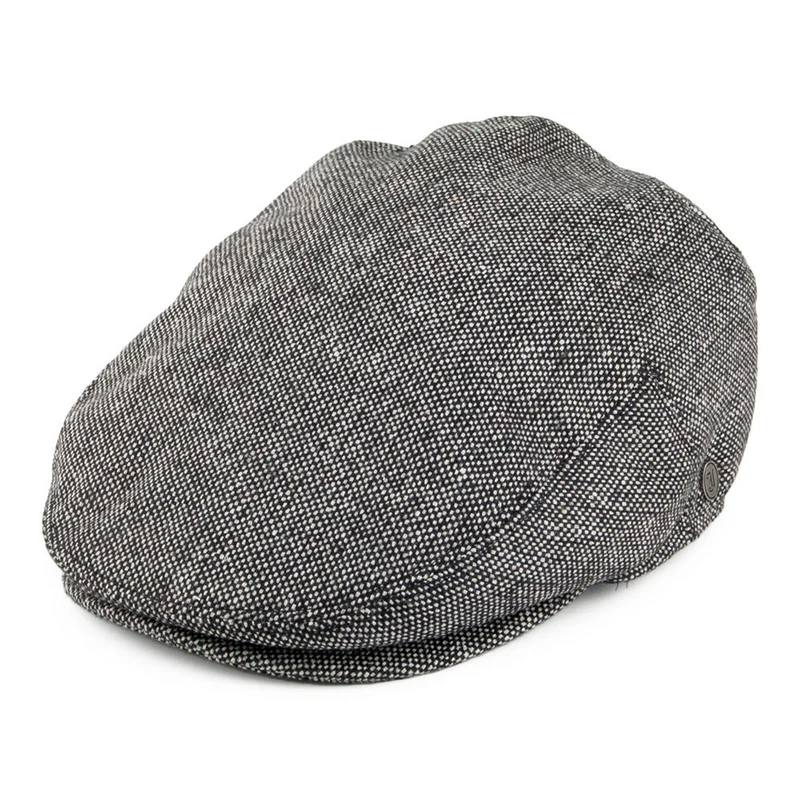 Casquette Plate en Tweed Chiné noir JAXON & JAMES