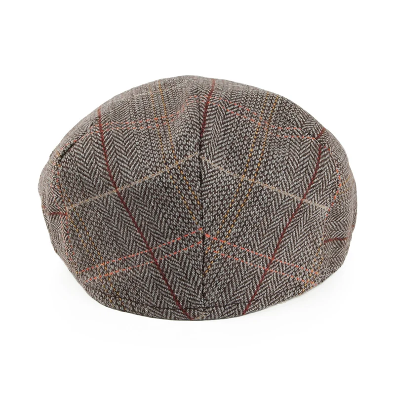 Casquette Plate en Tweed marron-gris JAXON & JAMES