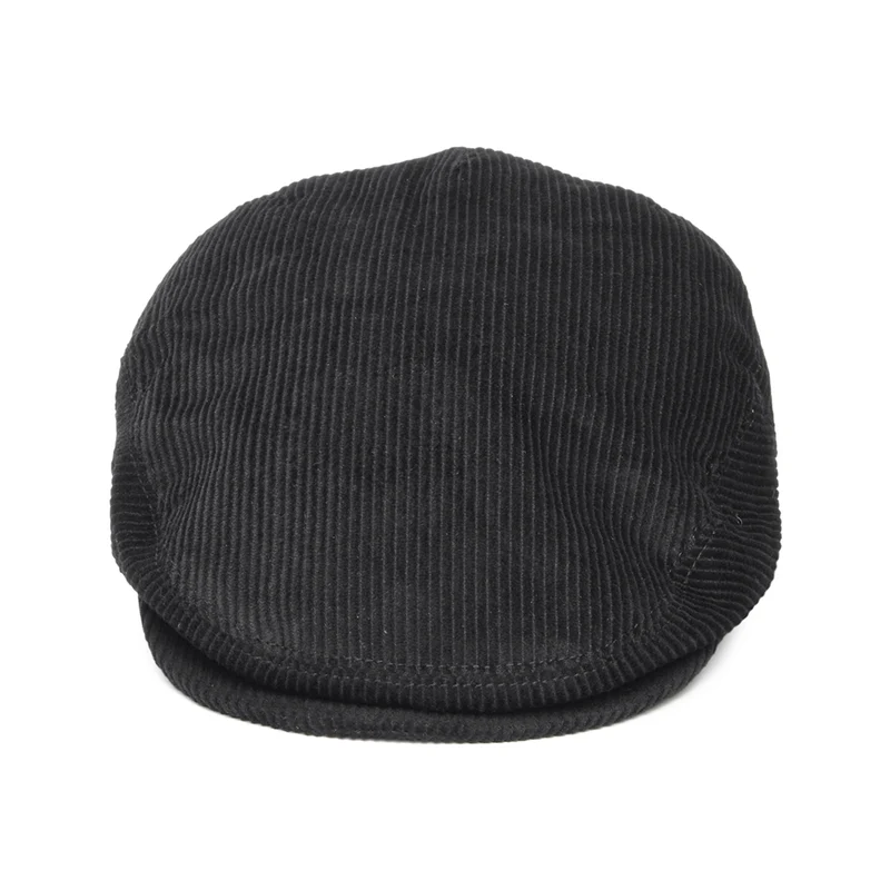Casquette Plate en Velours Côtelé noir JAXON & JAMES