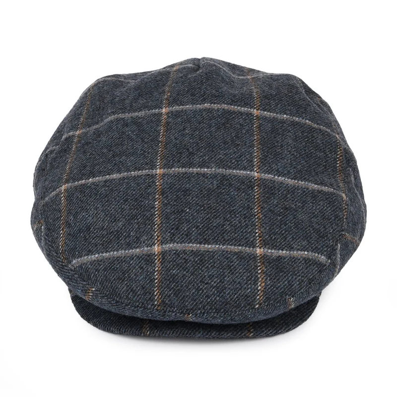 Casquette Plate à Carreaux Gaslamp bleu denim JAXON & JAMES