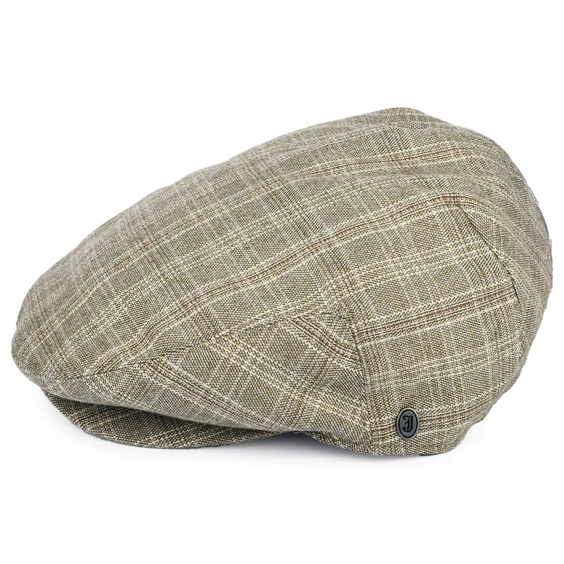 Casquette Plate à Carreaux Grantville beige sable JAXON & JAMES