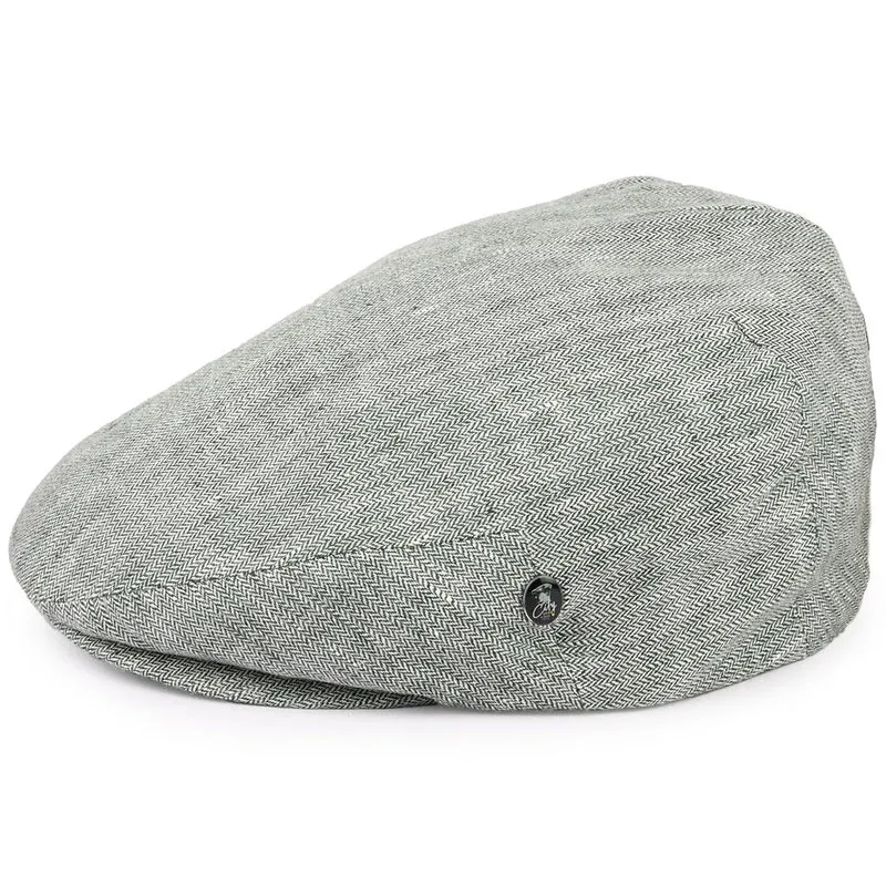 Casquette Plate en Lin à Petits Chevrons forêt CITY SPORT