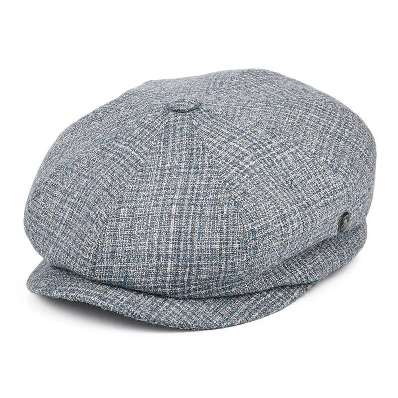 Casquette Gavroche en Soie et Laine à Carreaux bleu CITY SPORT