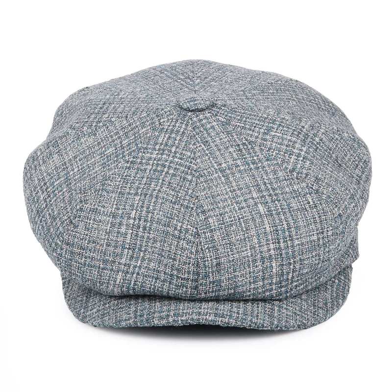Casquette Gavroche en Soie et Laine à Carreaux bleu CITY SPORT