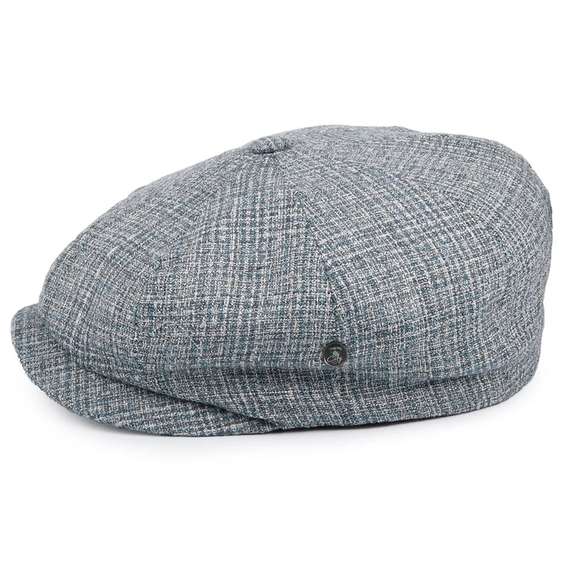 Casquette Gavroche en Soie et Laine à Carreaux bleu CITY SPORT
