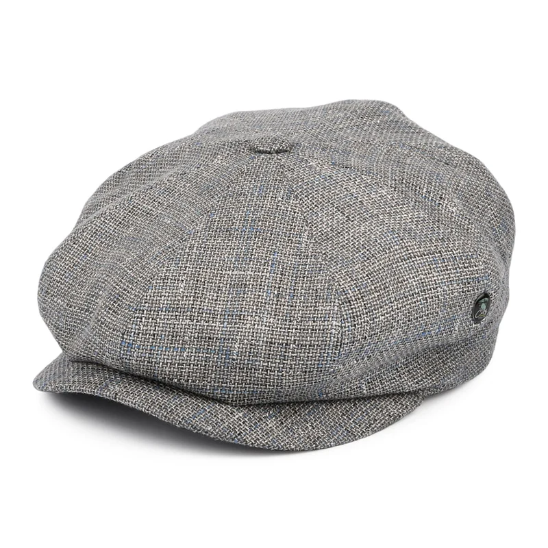 Casquette Gavroche en Lin et Coton à Carreaux gris CITY SPORT