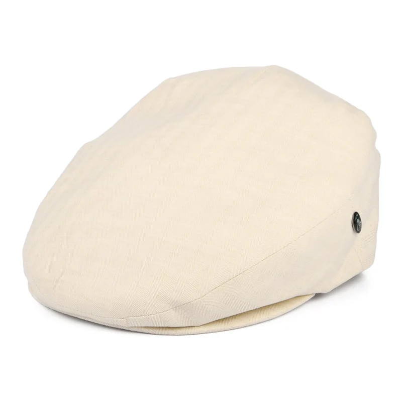 Casquette Plate en Coton et Lin à Micro Chevrons beige CITY SPORT