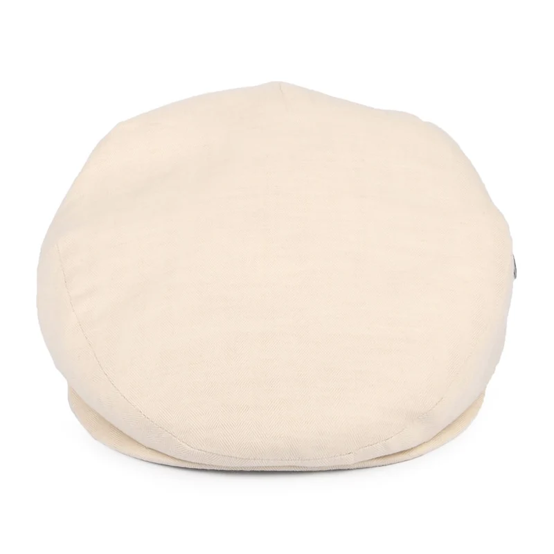 Casquette Plate en Coton et Lin à Micro Chevrons beige CITY SPORT