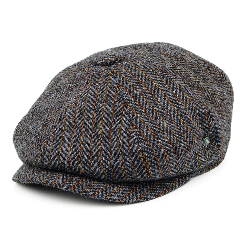 Casquette Gavroche en HARRIS TWEED à Chevrons Calotte Profonde gris-bronze CITY SPORT