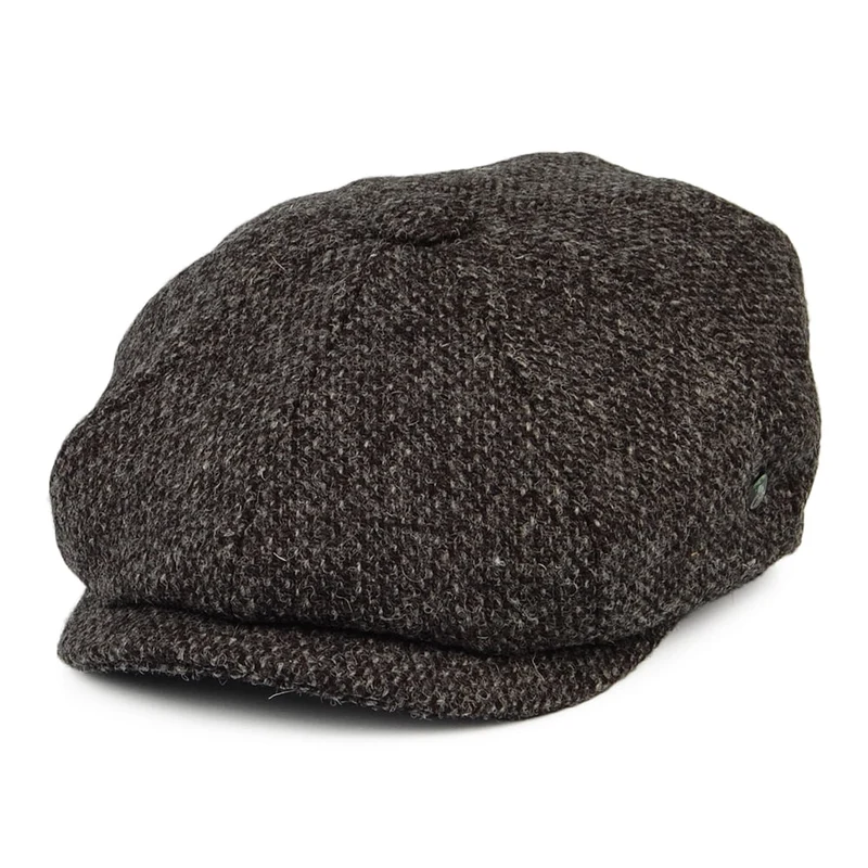 Casquette Gavroche en HARRIS TWEED Chiné Calotte Profonde anthracite CITY SPORT