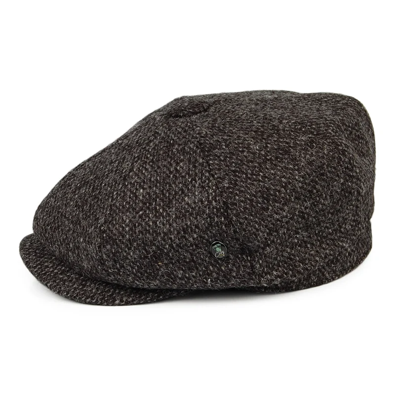 Casquette Gavroche en HARRIS TWEED Chiné Calotte Profonde anthracite CITY SPORT