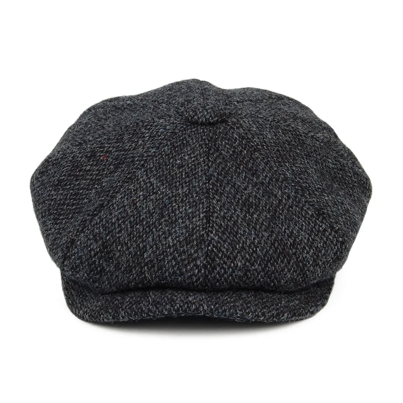 Casquette Gavroche en HARRIS TWEED Chiné Calotte Profonde bleu marine CITY SPORT
