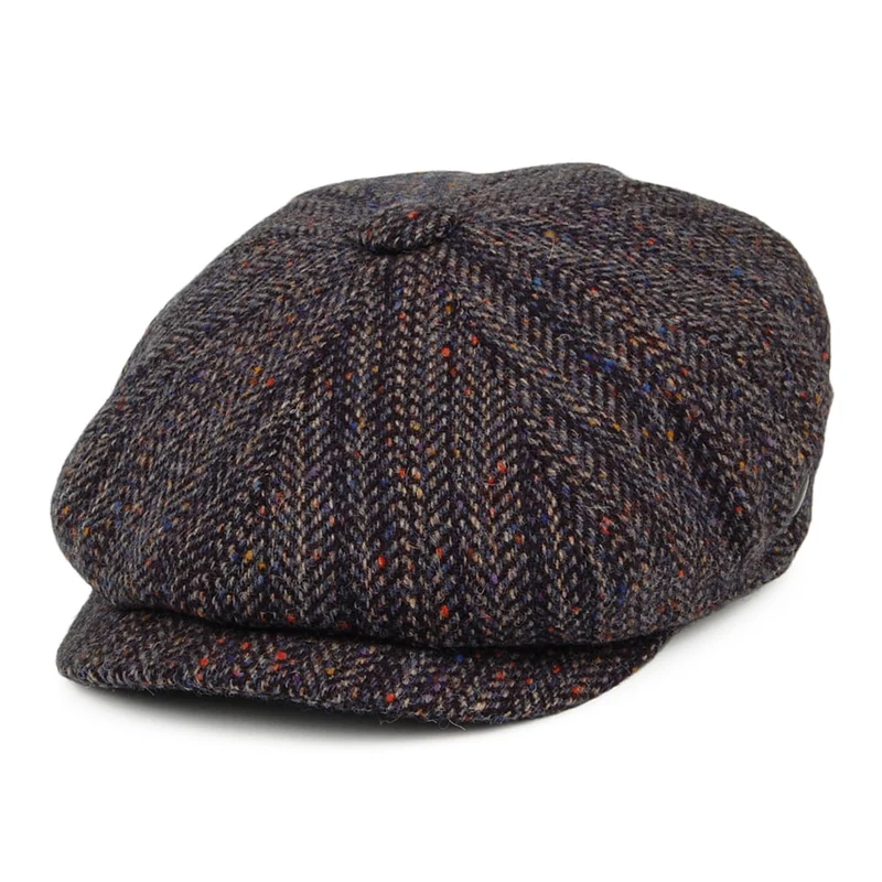 Casquette Gavroche en Tweed du Donegal Calotte Profonde Shannon bleu-multi CITY SPORT