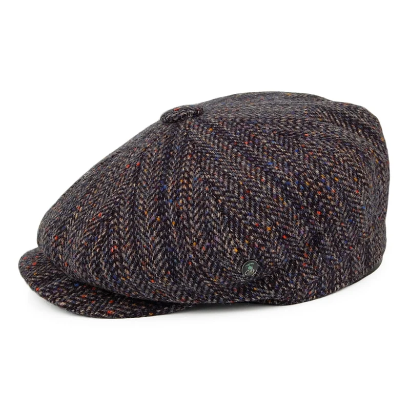 Casquette Gavroche en Tweed du Donegal Calotte Profonde Shannon bleu-multi CITY SPORT