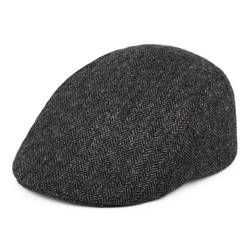 Casquette Plate en Tweed à Chevrons Avec Protège-Oreilles Spectator gris CHRISTYS