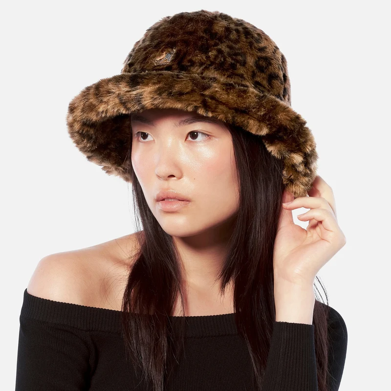 Chapeau Bob en Fausse Fourrure Casual léopard KANGOL