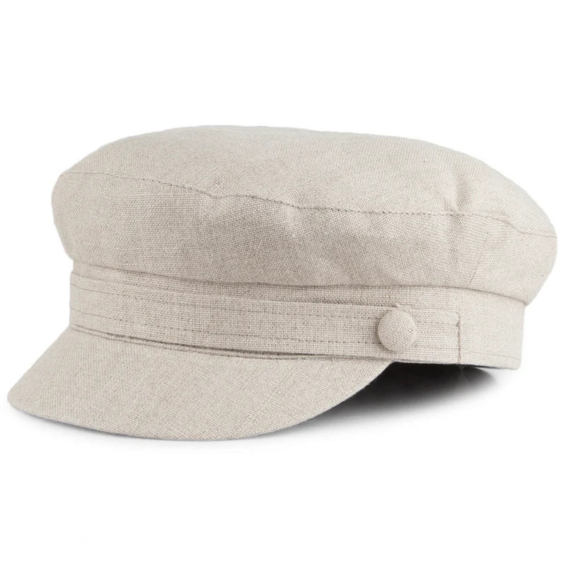Casquette de Marin en Lin Irlandais Mariner marron clair FAILSWORTH