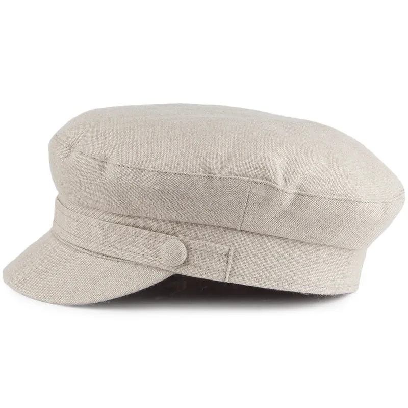 Casquette de Marin en Lin Irlandais Mariner marron clair FAILSWORTH