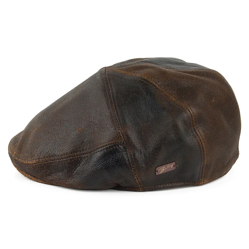 Casquette Plate en Cuir Taxten marron BAILEY